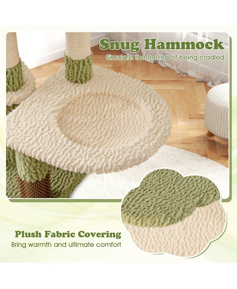 Cozito Cat Tower 38 in Multi-Level Aesthetic with Condo and Bed