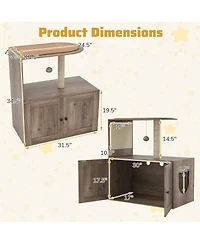 Cozito Cat Tree 34 in with Litter Box Enclosure and Sisal Post