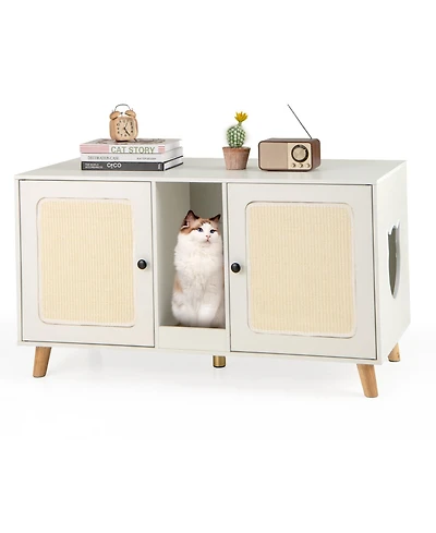 Cozito Cat Litter Box Enclosure 43 in Sisal Mats Rubber Legs