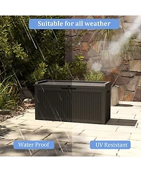 Decksplore 60 Gallon Deck Box,Rattan Grain Storage Chest,Weatherproof Patio Storage,Lockable Outdoor Box,Resin Garden Box