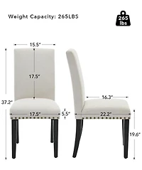 gaomon Dining Chairs Set of,Modern Fabric Upholstered Ergonomic Chairs with Curved Backrest,Heavy-Duty Wood Legs