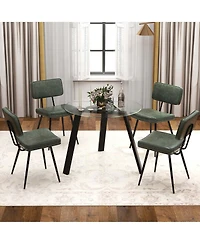 Gymax Dining Chairs Set of 4 Width Pu Leather Cover Filled Sponge Waterfall Seats