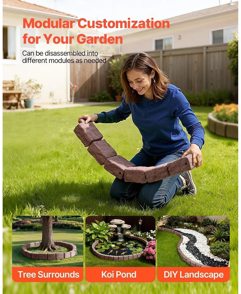 Sugift Faux Stone Landscape Edging, 46.8 x 3.9 in, Flexible Brick-Sized Lawn Edging