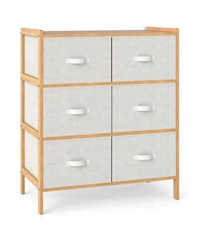 Sugift Fabric Dresser with 6 Drawers with 6 Folding Fabric Bins for Bedroom Living Room.