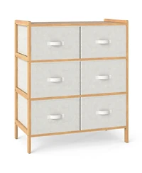 Sugift Fabric Dresser with 6 Drawers with 6 Folding Fabric Bins for Bedroom Living Room.