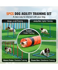 Cozito Dog Agility Training Set 5 Piece Tunnel Hurdles Weave Poles