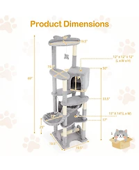 Cozito Cat Tree 69 in Multi-Level with Top Perch and Cozy Condo