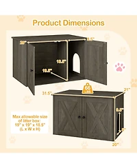 Cozito Hidden Cat Litter Box Enclosure 31.5 in with Divider