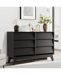 gaomon 6 Drawer Dresser, Large Wood Storage Organizer with Concealed Handles, Modern Farmhouse Chest.