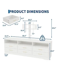 gaomon Home 32" to 80" Entertainment Center, Wood Media Console Dresser with 6 Drawers and Adjustable Bracket.