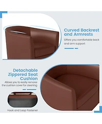 Sugift Modern Club Swivel Accent Chair with Ottoman Footrest Curved Backrest
