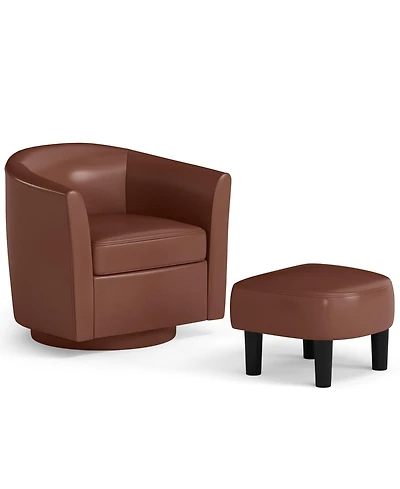 Sugift Modern Club Swivel Accent Chair with Ottoman Footrest Curved Backrest