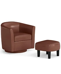 Sugift Modern Club Swivel Accent Chair with Ottoman Footrest Curved Backrest