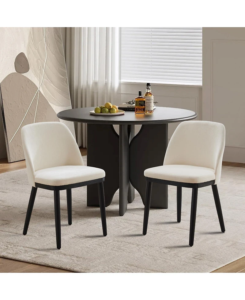gaomon Modern Dining Chair Set of, Linen Upholstered Kitchen Chair with Curved Back