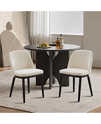 gaomon Modern Dining Chair Set of, Linen Upholstered Kitchen Chair with Curved Back