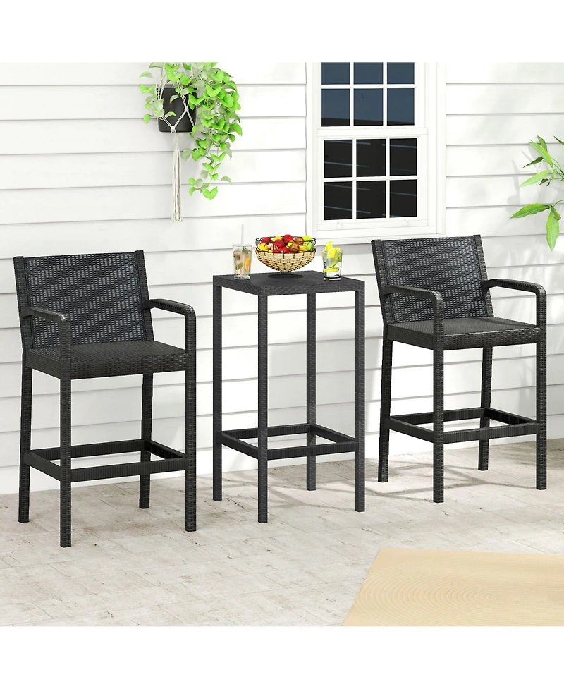 Slickblue 3 Pieces Patio Bar Set with 2 Stools and 1 Bar Table