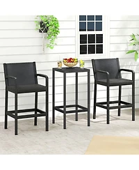 Slickblue 3 Pieces Patio Bar Set with 2 Stools and 1 Bar Table