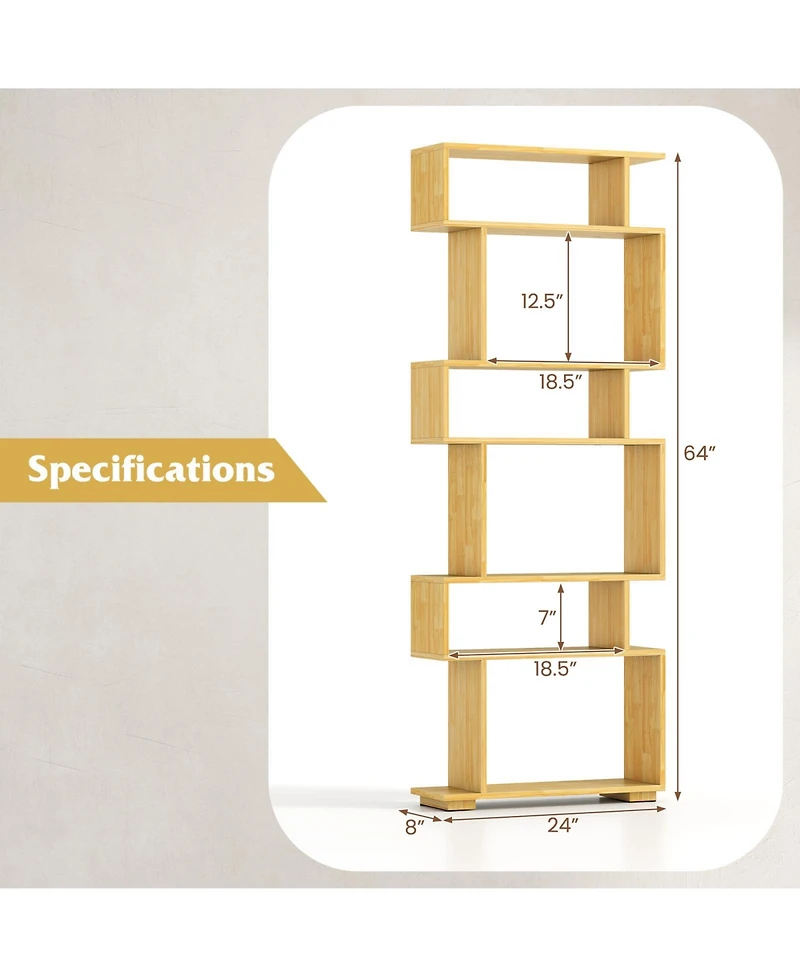 Sugift 6-Tier Geometric Bookshelf with 2 Anti-Tipping Kits for Home Office