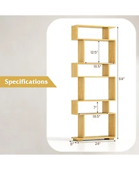 Sugift 6-Tier Geometric Bookshelf with 2 Anti-Tipping Kits for Home Office