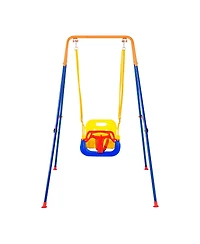 Gouun 3-in-1 Foldable Toddler Swing Set with Metal Frame and Sandbags for Ages 3