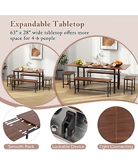 Gouun Extendable 5-Piece Dining Room Set for 4-6 with 2 Benches and 2 Stools
