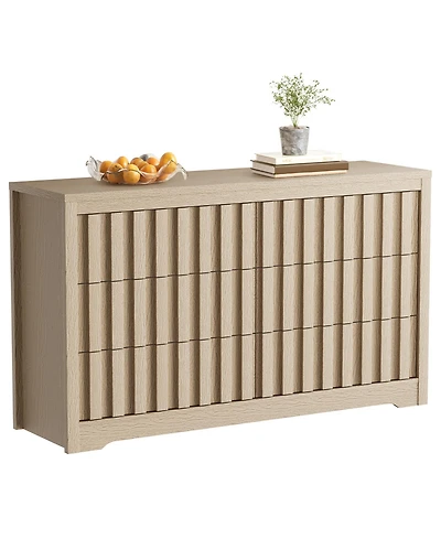 gaomon Bedroom Fluted Dresser, Wooden Chest of Drawers with Deep Storage, Handleless Modern Organizer.