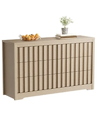 gaomon Bedroom Fluted Dresser, Wooden Chest of Drawers with Deep Storage, Handleless Modern Organizer.