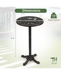 Slickblue 41.5 Inch Patio Round Bar Table Cast Aluminum Bistro Table for Garden