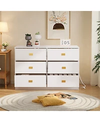 gaomon Baby 6-Drawer Nursery Dresser and Changing Table, Removable Top, Changing Pad Included.