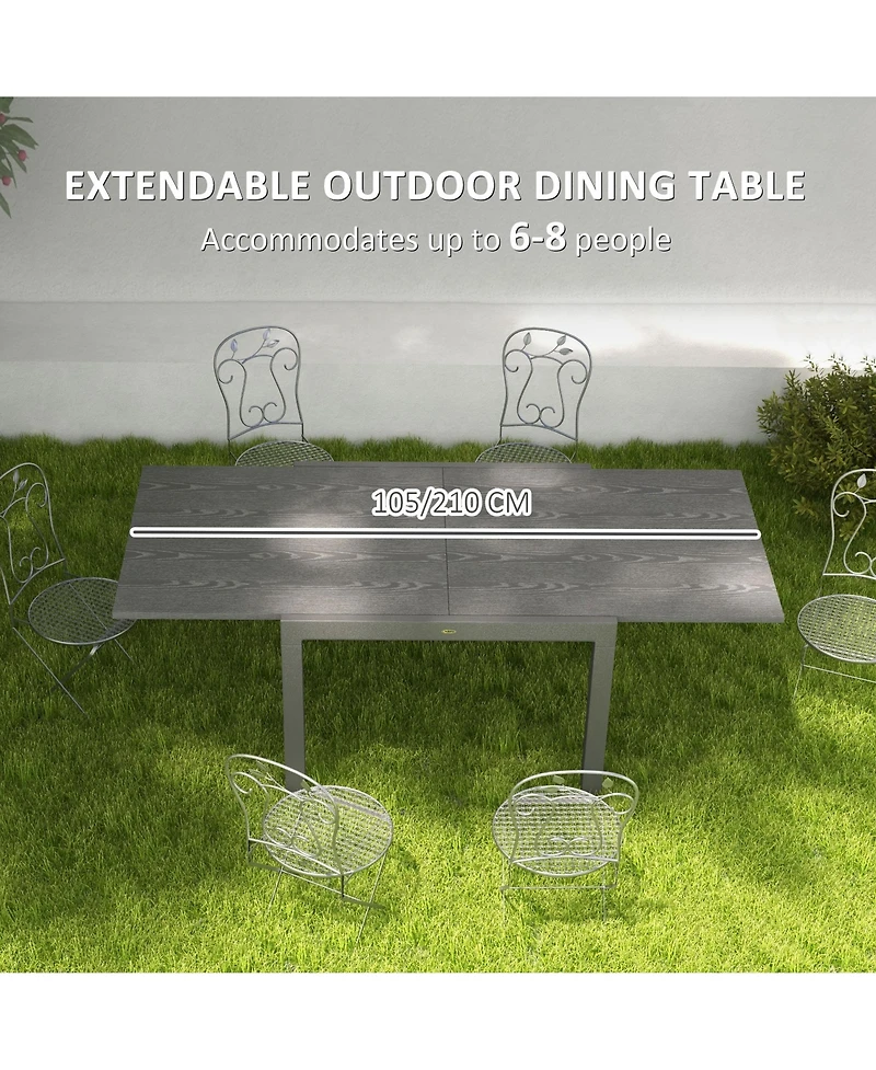 Outsunny Extendabl Outdoor Dining Table, Aluminum Frame Garden Table,