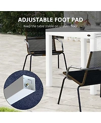 Outsunny Extendable Patio Dining Table for 4-6, Outdoor Dining Table,