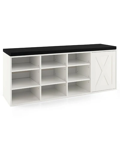 Gouun 9-Cube Shoe Bench with Adjustable Shelves and Removable Cushion