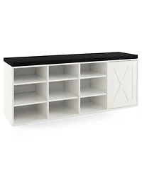 Gouun 9-Cube Shoe Bench with Adjustable Shelves and Removable Cushion