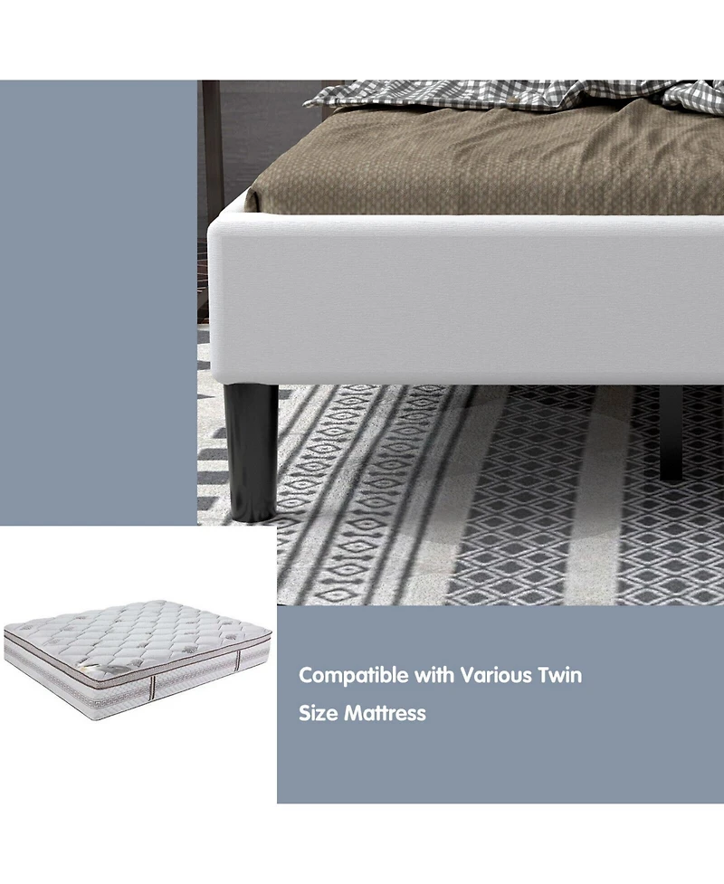 Sugift Platform Bed with Button Tufted Headboard