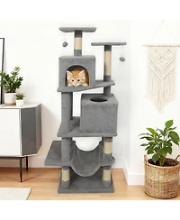 Cozito Cat Tree 57 in with 2 Condos Hammock and Hanging Balls