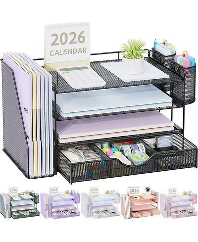 Gnuadz Desk Organizer File Holder 4-Tier Drawer Pen Paper Storage