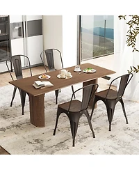 Gymax Tolix Style Metal Dining Chairs Set of 4 with Wood Seat and Removable Backrest