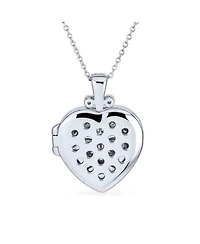 Bling Jewelry Vintage Style Keepsake Flower Heart Shape Photo Locket Pendant Necklace Sterling Silver