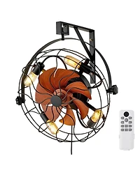 Mecale 21 Inch Wall Mount Fan with Light and Remote 6-Speed Adjustable
