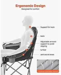 Mecale Oversized Padded Camping Chair 450 lbs with Dual Cup Holders
