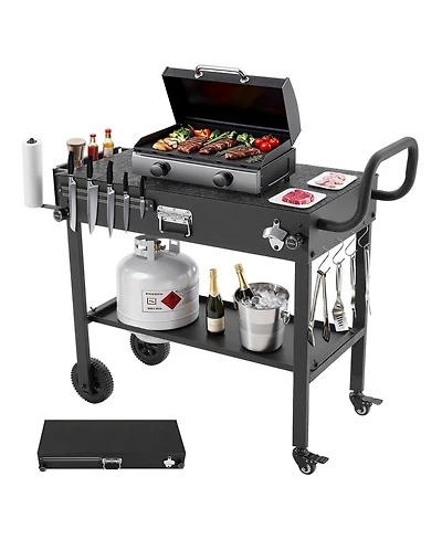 Ecooso Foldable Outdoor Grill Cart 31x17 Inch Magnetic Tool Rack