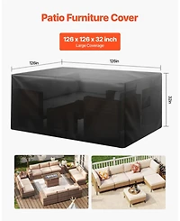 Gouun 420D Waterproof Square Patio Table Cover with Air Vents, 126 x 126 x 32 inch