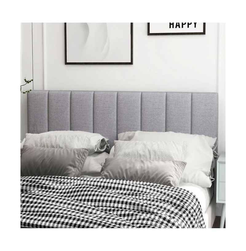 Gouun Linen Upholstered Headboard with Adjustable Width and Solid Wood Legs