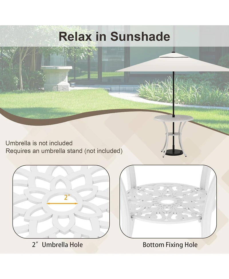 Sugift 5 Piece Patio Cast Aluminum Dining Set with Umbrella Hole