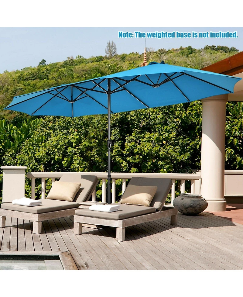Sugift 15 Feet Patio Double-Sided Umbrella with Hand-Crank System