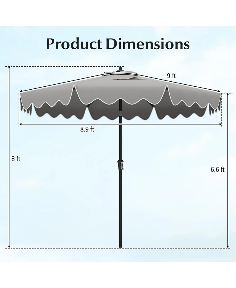 Sugift 9 Feet Patio Umbrella with Crank Handle and Push Button Tilt