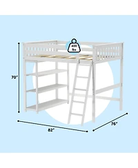 Max & Lily Max and Lily Solid Wood Full Size High Loft Bed with Bookcase for Kids