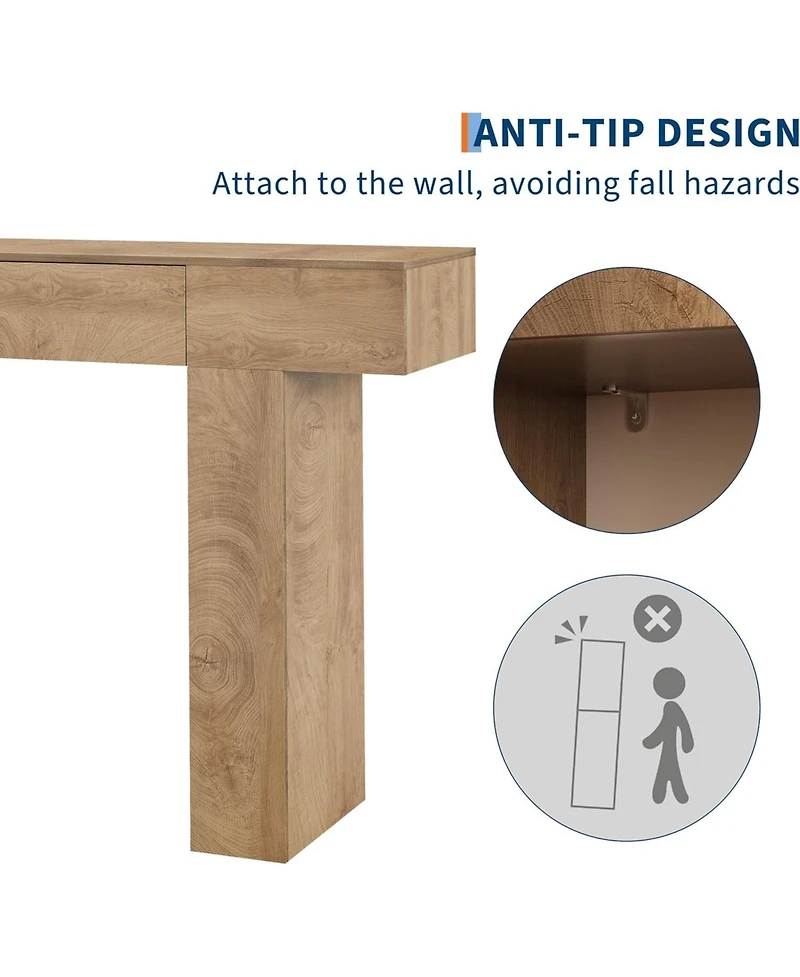gaomon 47 in Long Console Table with Drawer, Wooden Rectangular Sofa Table Behind The Couch