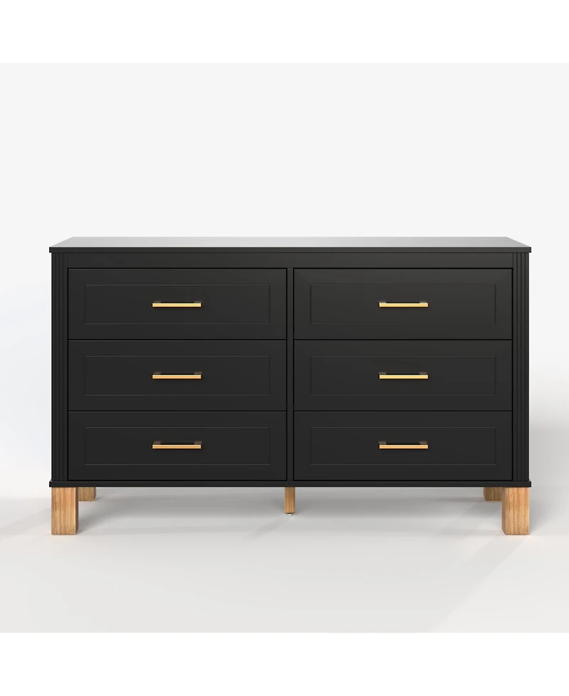 Rainsken 47.24'' Modern 6-Drawer Chest of Drawers, Bedroom Storage Dresser with Metal Handles and Solid Wood Legs for Living Room Organization