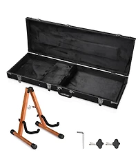 Yescom Universal Rectangular Electric Guitar Hard Case with Folding Guitar Stand